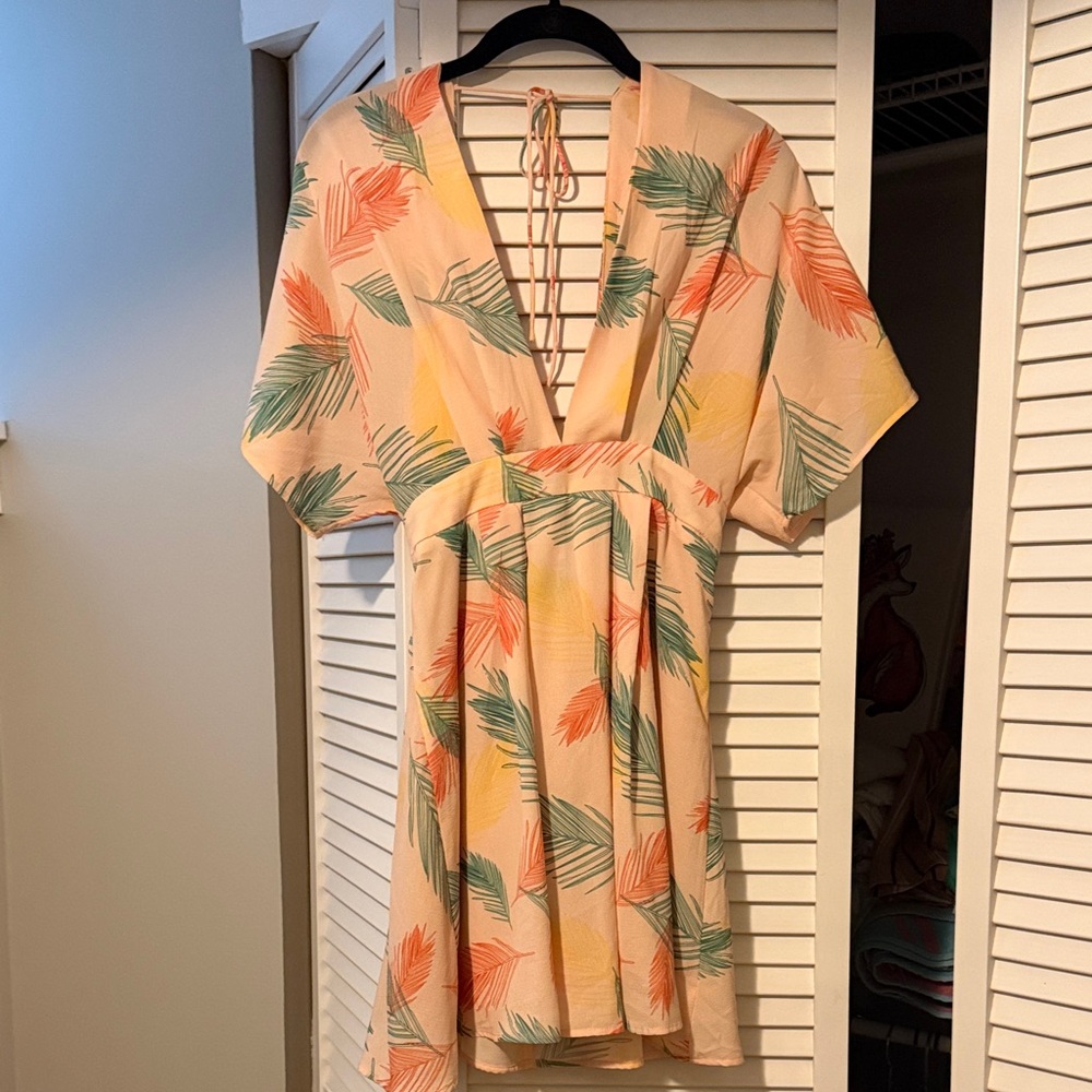 SHEIN Multicolor Leaf Print Mini Dress